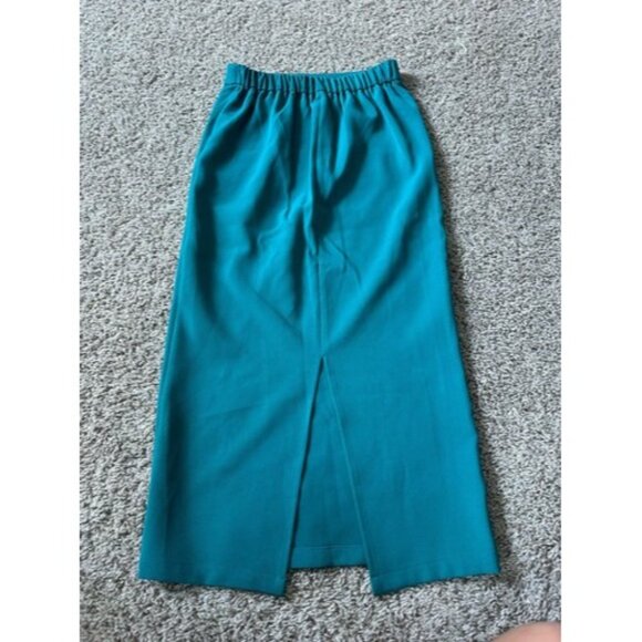 Sincerely Jules Womens Teal Midi Pull On Skirt Elastic Back Slit Back Size Small - Picture 10 of 14
